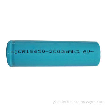 LIR18650 2,000mAh High-capacity Cylindrical Li-ion Rechargeable Battery, 3.6V for Laptop